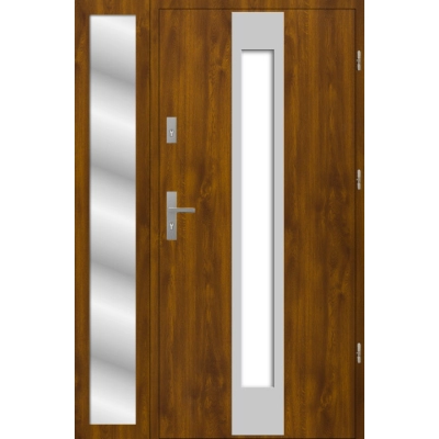 Drzwi zewnetrzne S37 INOX z naswietlem zloty dab 72mm
